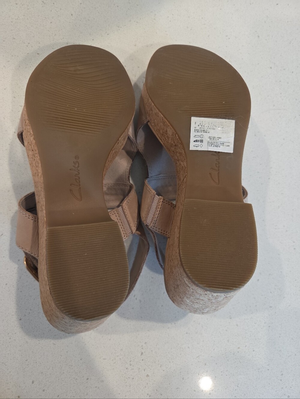 Clarks Collection Shoes Womens Sz 9.5 Giselle Sea Tan Ankle Strap Heels - Picture 7 of 13